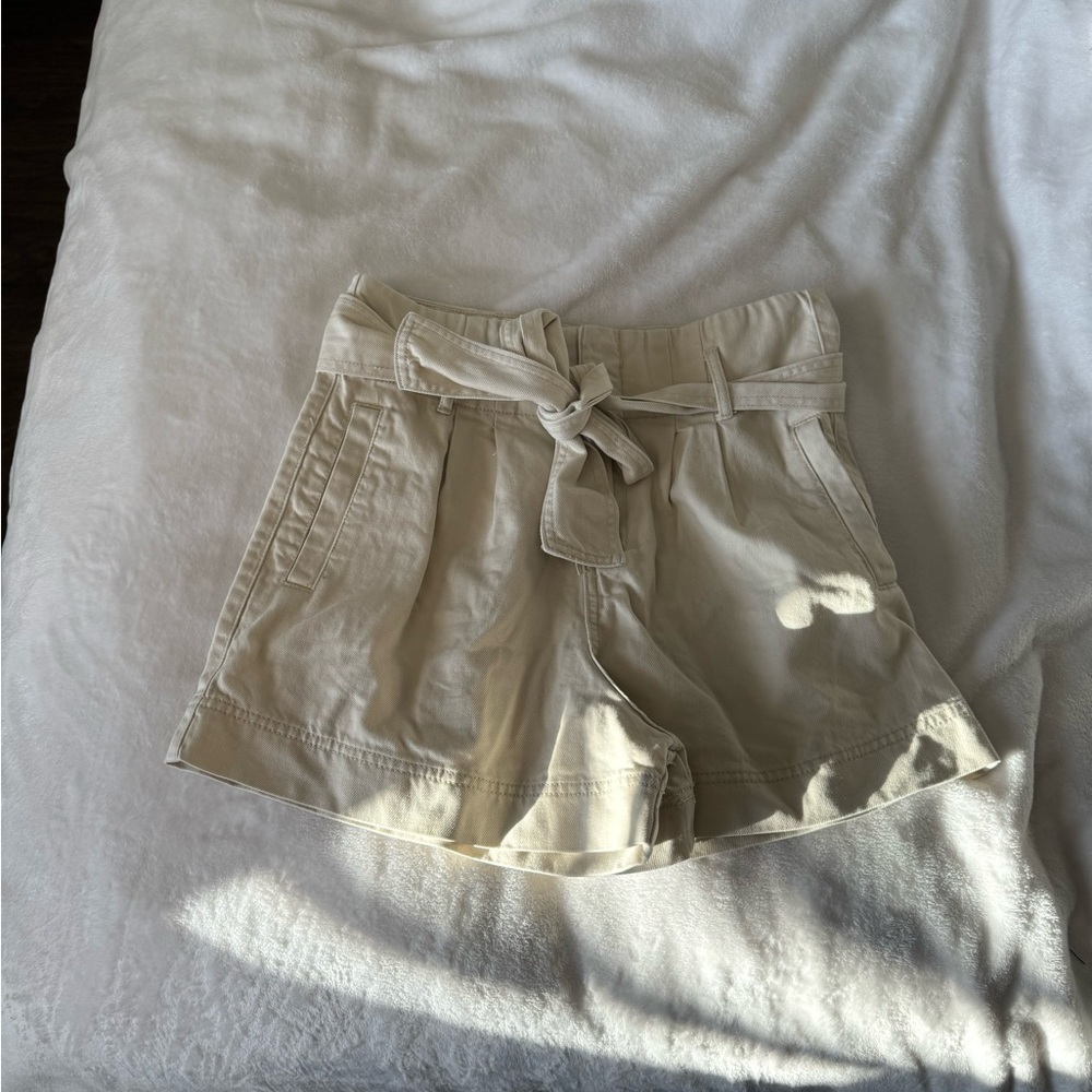 High waisted khaki shorts